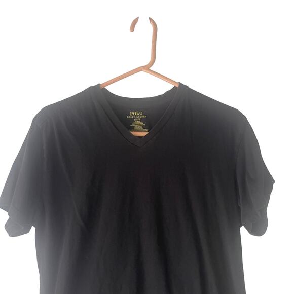 Polo Ralph Lauren Men's Size Large Slim Fit Black V Neck Short Sleeve T Shirt - Picture 2 of 8